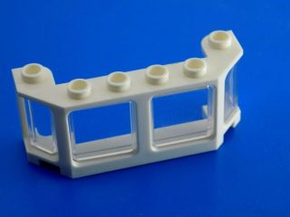 4 Lego White Window 2 X 6 X 2 With Glasses Train Front / Boat (17454 17457)