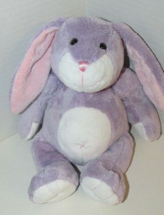 Wishpets Plush Purple White Bunny Rabbit Pink Ears Belly Button Stuffed Animal
