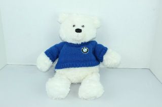 Bmw Signature White Teddy Bear W/blue Sweater By Gund 046786 16 "