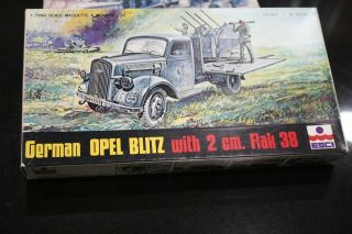 1/72 Esci German Opel Blitz W/ 2 Cm.  Flak 38 Wwii Detail Model Truck Vintage