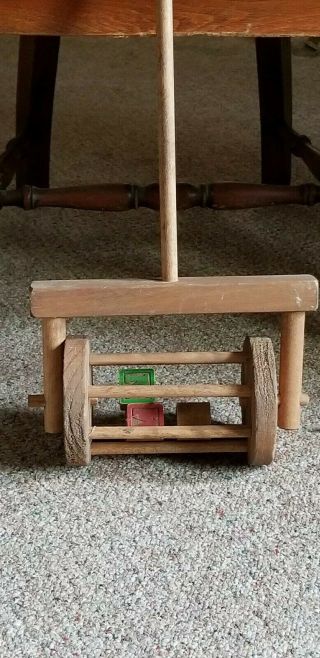 VINTAGE WOODEN CRAFTED LAWN MOWER PUSH & PULL KIDS TOY 2