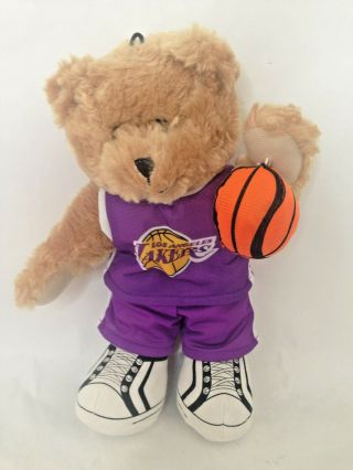 Nba Los Angeles La Lakers Stuffed Plush Animal Teddy Bear W/basketball 12 " Tall
