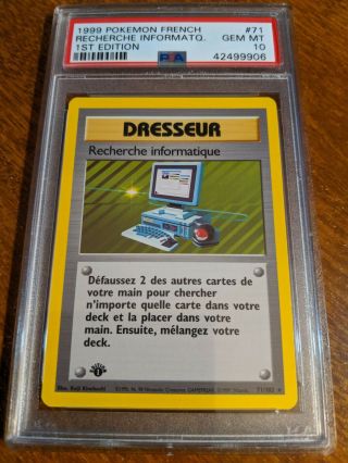 Psa 10 1999 Pokemon French 1st Edition Base Set Computer Search 71