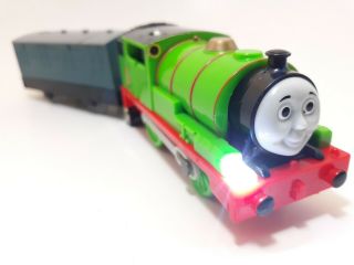 " Custom Light Up Percy " Thomas & Friends Trackmaster Motorized Train 2009 Mattel