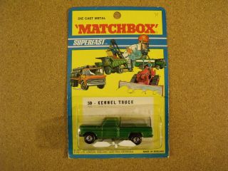 Old Vintage Lesney Matchbox 50 Ford Kennel Truck Blister Superfast