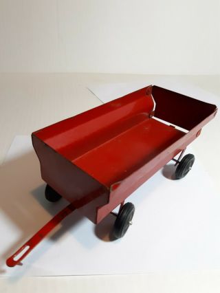 Vtg Ertl Red Wagon Farm Toy Cart Only Pressed Steel Metal