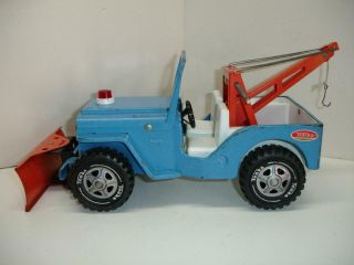 Vintage Tonka Aa Jeep Wrecker & Plow (snow) Tow Truck Blue Orange No.  2435