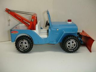 Vintage Tonka AA jeep wrecker & plow (snow) tow truck blue orange No.  2435 2