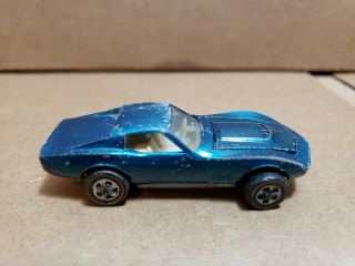 1968 Hot Wheels Custom Corvette Redline - Metallic Light Blue