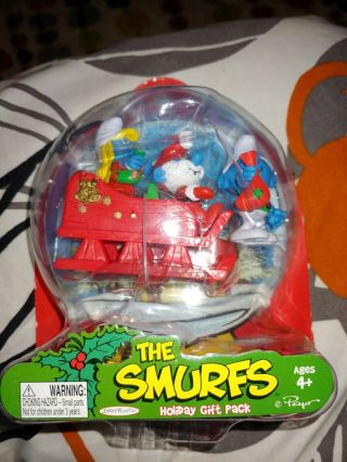 The Smurfs Holiday Gift Pack 2009 Elf Jokey,  Elf Smurfette,  Santa Papa