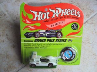 Hot Wheels Redline Chaparral 2g In White On Card With Button,  1968