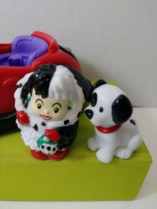 Fisher Price Little People Disney 101 Dalmations Cruella de Vil Car Figure & Pup 3