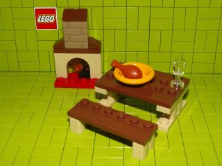 Lego Table / Bench / Fire Split From A Larger Set No Box