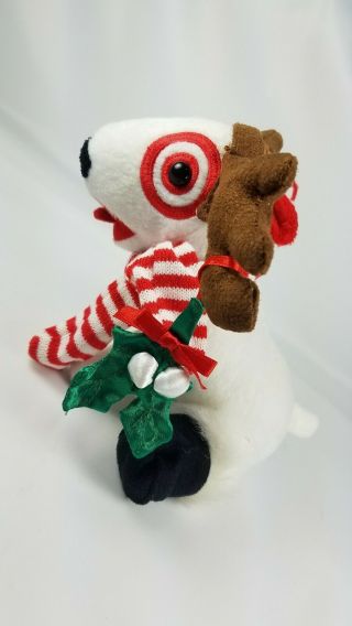 Target Bullseye Plush Dog 2009 Christmas Reindeer Ears Mistletoe Red White Scarf 2
