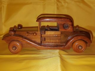 Vintage Wooden Car,  Handmade,  8 " Inches,  Crafted Wood,  Collectible