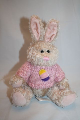 Chrisha Playful Plush Easter Bunny Rabbit 9 " Pink Egg Sweater Soft Toy Stuffed