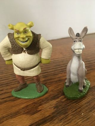 Shierk & Donkey Around 3” Pvc Figures Shrek General Mills Cereal Cake Topper