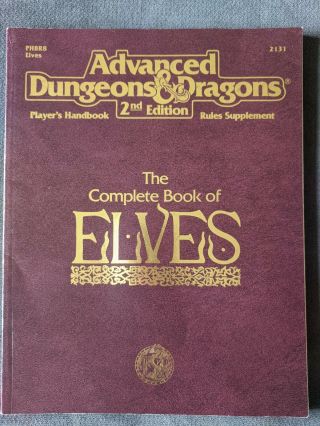 2nd Edition 1992 Ad&d: The Complete Book Of Elves