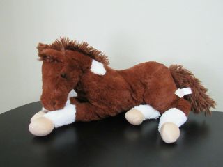Dan Dee Brown Horse 15 " Soft Plush Laying Stuffed Animal Toy White Spots Tan