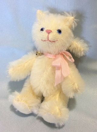 Hand Made Miniature 3 " Plush Cat Signed By Ruth E.  R.  Benson 2000