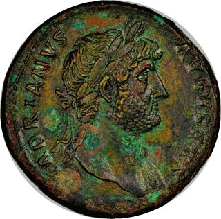 Hadrian,  Sestertius - Ngc Ch Xf 5/5 2/5 - 117 - 138 Ad - Huge Coin - 016
