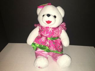 Dan Dee Snowflake Teddy Bear Plush Stuffed White Pink Green Dress 13 " 2015