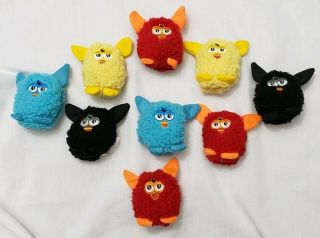 Euc Set Of 9 3 " Furby Plush Pencil Toppers - Finger Puppet - Stuffed Dolls
