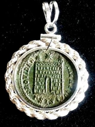 Constantine Great Campgate Ancient Roman Coin Sterling Pendant Necklace