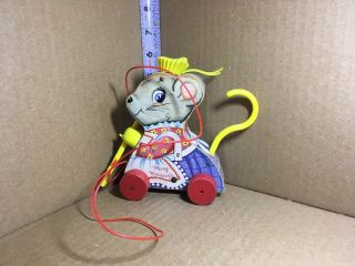 Vintage 1962 Fisher Price Merry Mousewife Pull Child 
