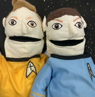Vintage Star Trek Captain Kirk Spock Hand Puppets Hand Made 26 Inch Muppet Style
