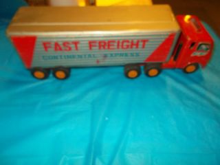 Circa 1960 ' s FAST FREIGHT CONTINENTAL EXPRESS TIN FRICTION TRACTOR&TRAILER TRUCK 3