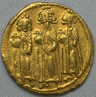Byzantine Gold Solidus Heraclius And Two Sons,  610 - 6410 Ad,  Stunning Color Au