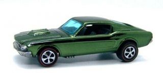 1968 Hot Wheels Redline Custom Mustang Spectraflame Olive W/ Dark Interior