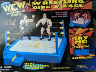 1998 Wcw World Championship Wrestling Ringside Action Ring & Cage Electronic