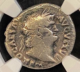 Nero 67/8ad Ancient Silver Denarius Jupiter Cvstos Ngc 19mm 2.  57g Good Portrait