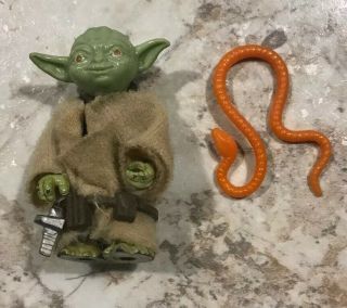 Vintage Star Wars Action Figure Lot; 1980 Yoda W/ Orange Snake