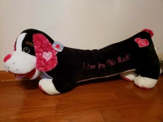 Vtg Dan Dee Love Puppy Plush I Love You This Much Basset Hound Dog Pink Large