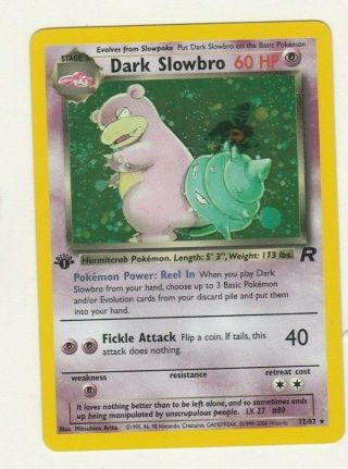 Wotc Pokemon Card 1st Edition Dark Slowbro 1/82 Team Rocket Near Holo L@@k