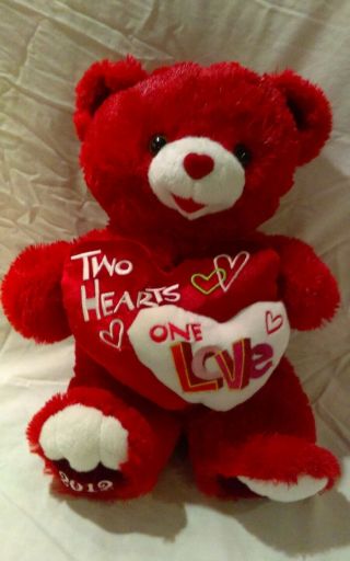 Dan Dee Sweetheart Red Teddy Bear Two Hearts One Love Plush 2012 Dandee 18 "