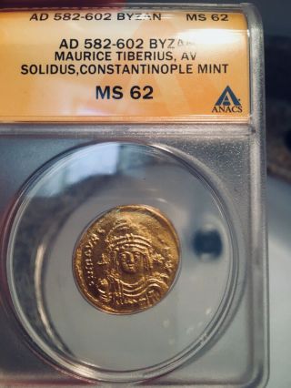 Rare Roman Gold Coin | Ms 62 | Ad 582 - 602 | Maurice Tiberius