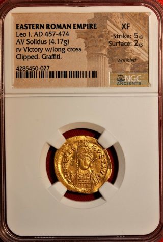 E - Coins Australia Leo I Gold Av Solidus.  457 - 474ad.  Eastern Roman Empire Ngc Xf