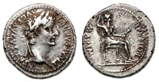 Aet Tiberius Ar Denarius.  Ef - /ef.  Livia Seated.
