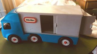 Little Tikes Ride On 23 " Blue Semi Tractor Trailer Big Rig Moving Truck Toy