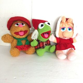1987 Mcdonalds Muppet Babies Kermit Miss Piggy Fozzie Bear Plush Dolls Christmas