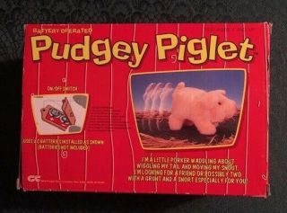 Vintage 1983 Pudgey The Piglet / Walking,  Oinking,  Wagging Baby Pig