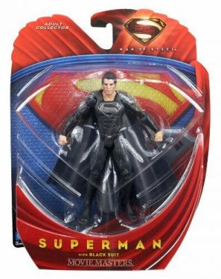 Man Of Steel Mattel Movie Masters Superman In Black Suit Action Figure Red Eyes