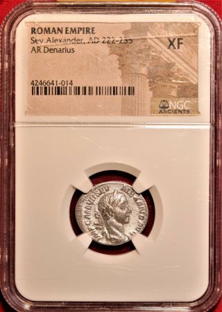E - Coins Australia Severus Alexander Ar Denarius Ngc Xf Roman Imperial Coin