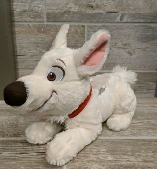 Disney Store Bolt Plush Dog Lying Down Puppy Stuffed Animal White Laying 15 "