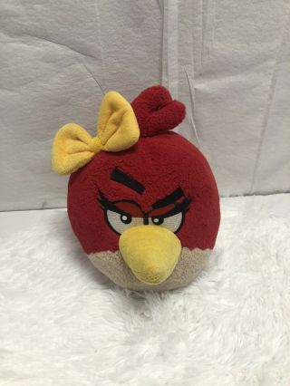 Commonwealth 2011 Angry Birds Plush 5 " Red Girl Bird With Yellow Bow No Sound