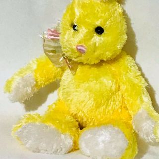 Easter Bunny Rabbit Yellow White 11 " Plush Stuffed Animal Toy Pink Sewn Nose Skm